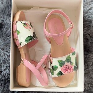 Dolce & Gabbana Pink and Floral Girls Sandals
